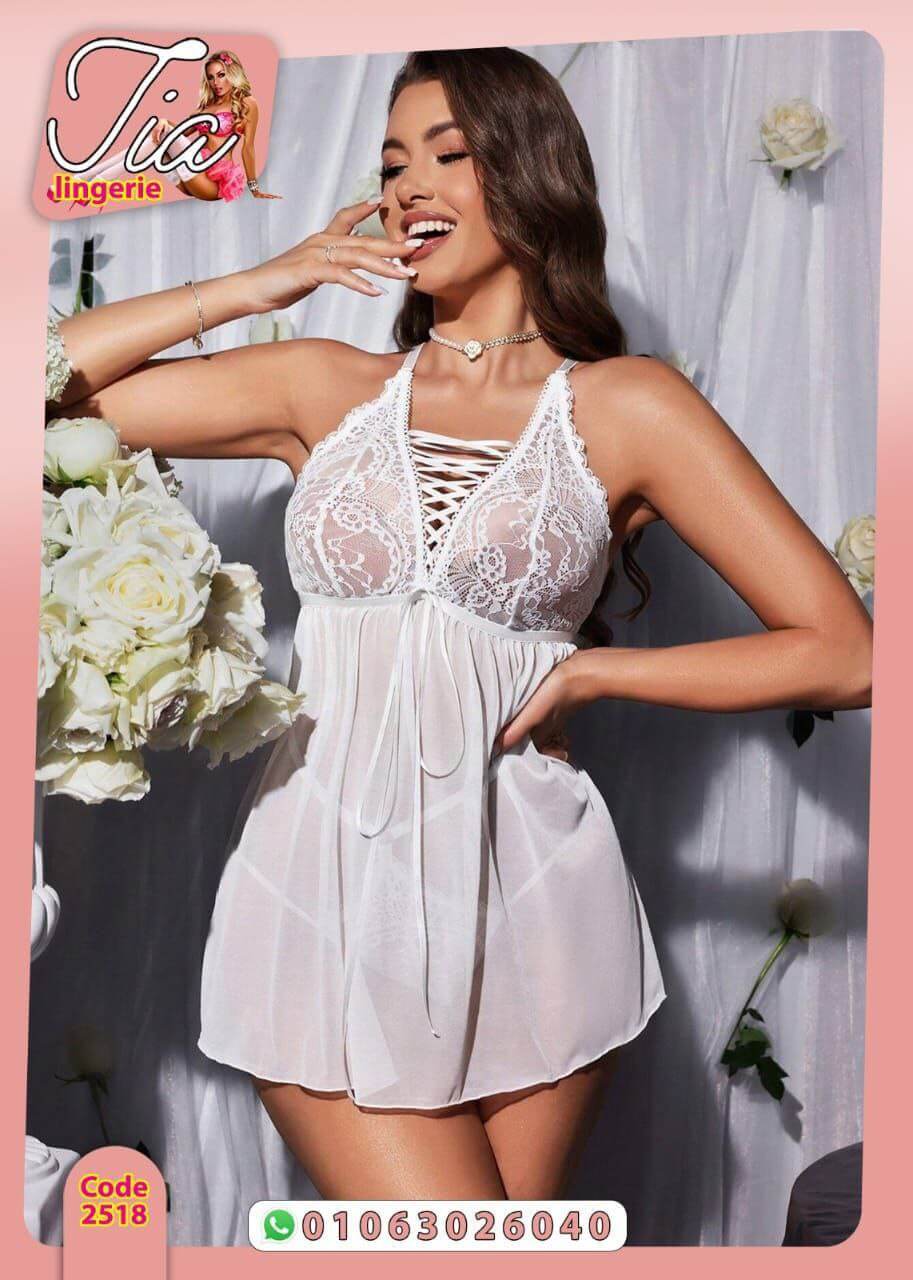 Babydoll Chiffon Short Lingerie (White) - Divarouj