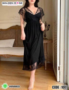 women Sexy Lace Patchwork Perspective Camisole Sleepwear Dress