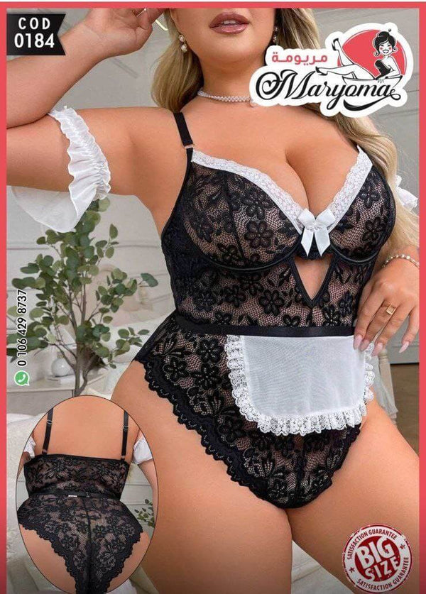 Lace Plus Size Bodysuit Lingerie Set