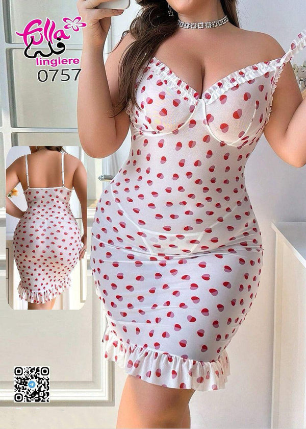 Floral Ruffle Trim Sexy Lingerie Dress, One Piece Set