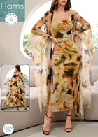 Ladies' Random Printed Shawl Coat Dress Two-Piece Suit 2 Piece Set