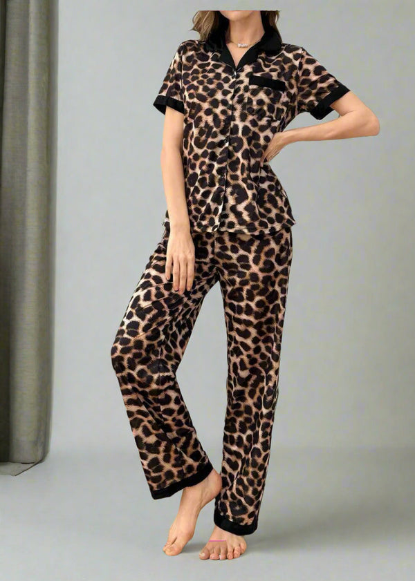 Women's Leopard Print Mature Lace Pajama
