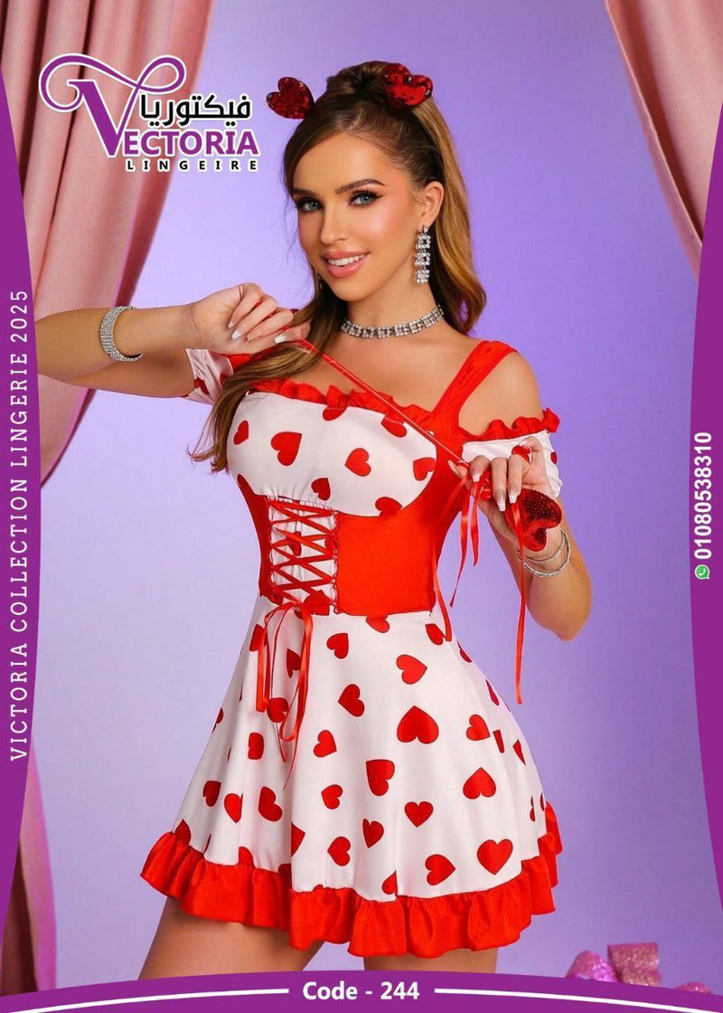 ❤️ فستان لانجري بنقشة قلوب – كود 244 | Lingerie