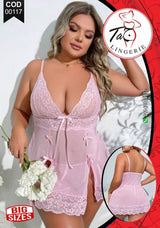 لانجيري دانتيل وردي – كود 00117 مقاس كبير