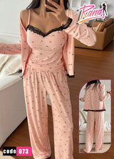 Lounge in style with this soft, 3-piece homewear set from Lingerie & Homewear – Code 073