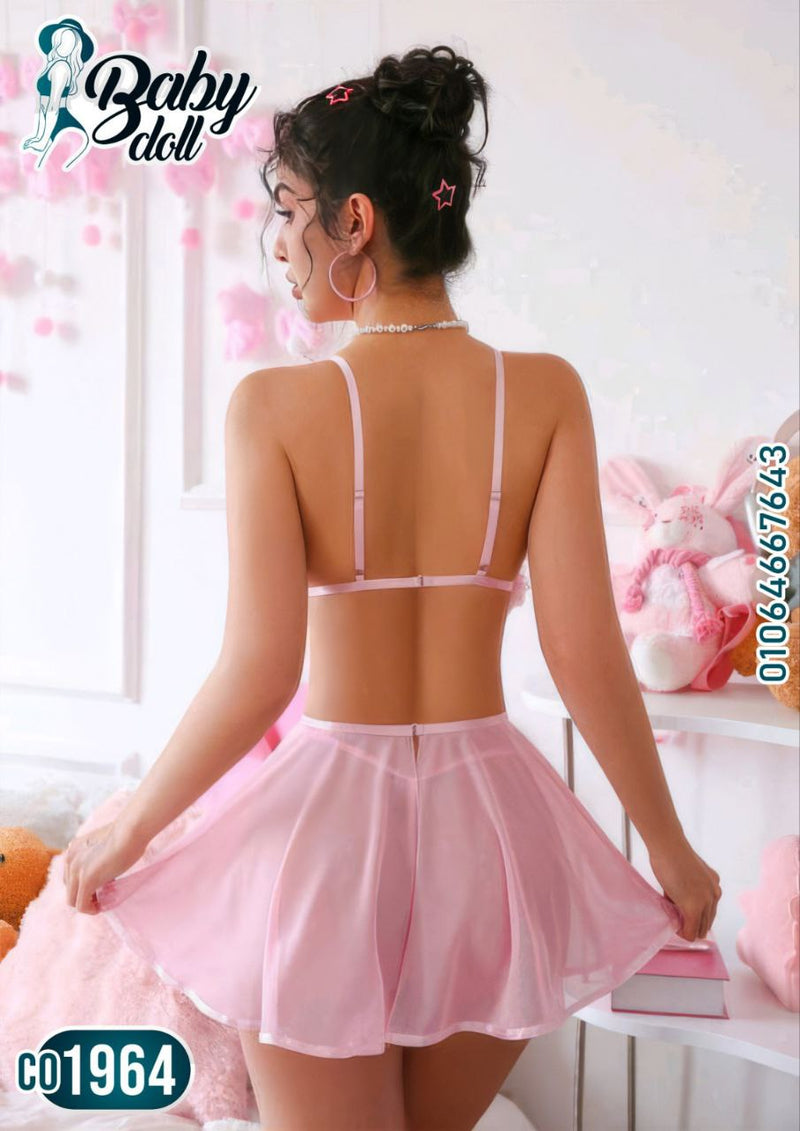 Pink Floral Lingerie Set – Code 1964 (Baby Doll)
