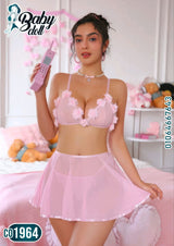 Pink Floral Lingerie Set – Code 1964 (Baby Doll)