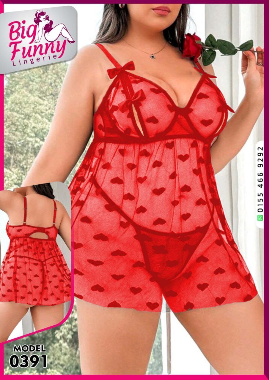Plus Size Heart Mesh Lingerie – Model 0391