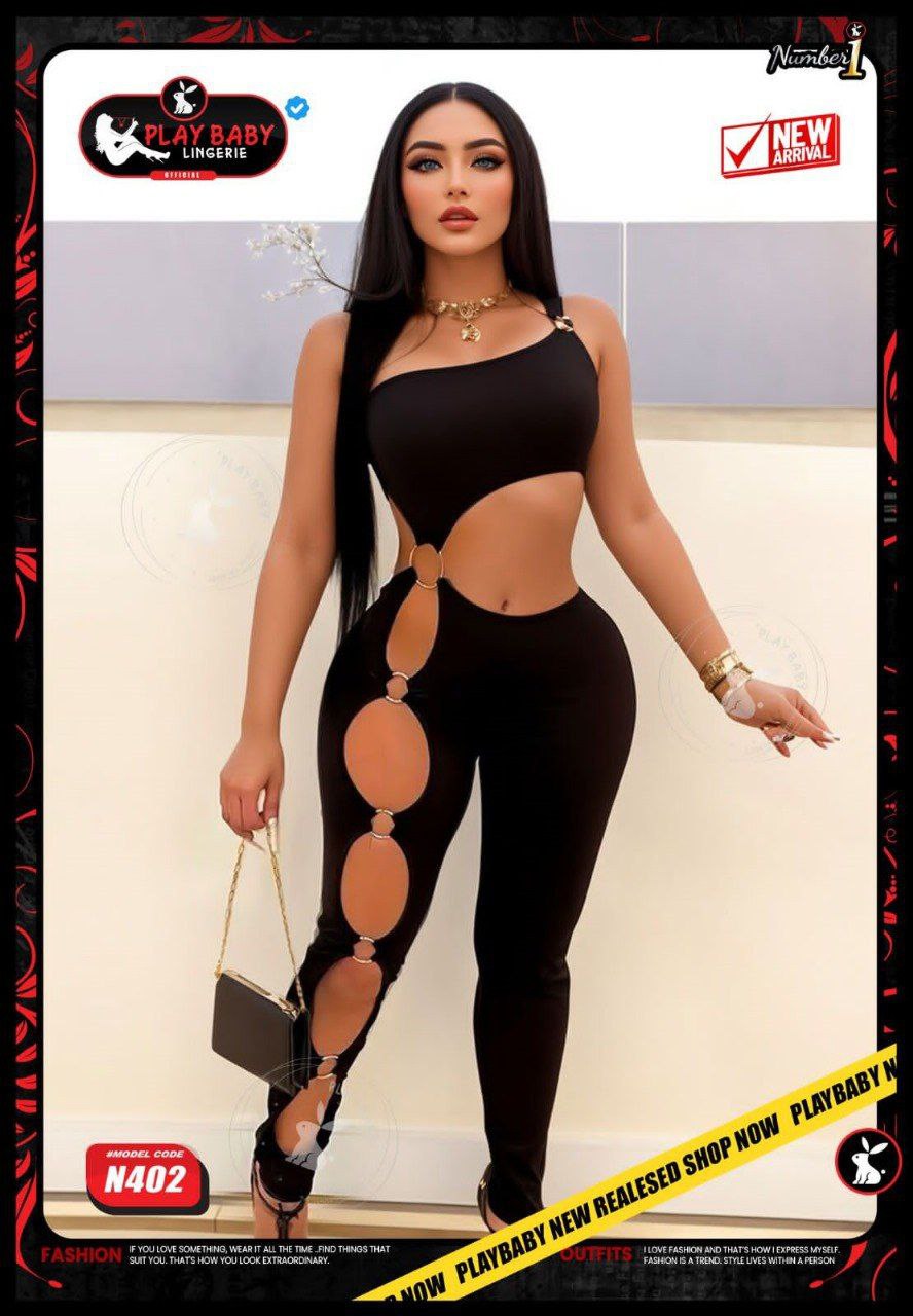 Black One-Shoulder Cut-Out Jumpsuit – Code N402