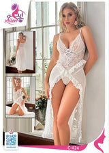 🤍 طقم لانجري دانتيل أبيض فخم - كود C-424 | LINGERIE