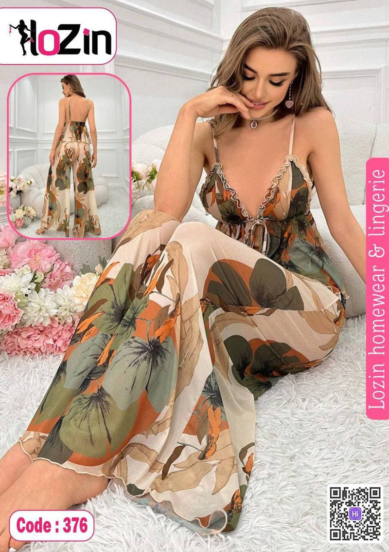 Homewear – Floral Wide-Leg Set | Code 376