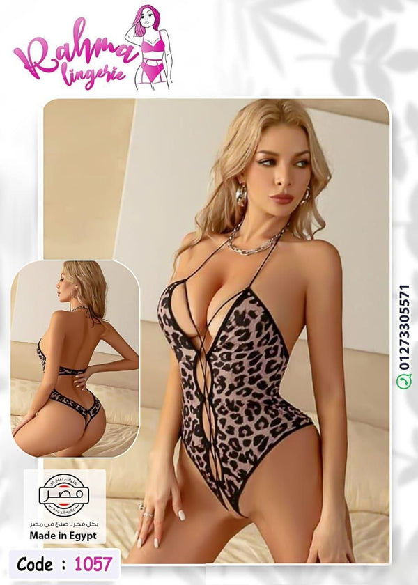 🔥 Lingerie - Fierce Leopard Lace-Up Bodysuit | Code: 1057 🔥