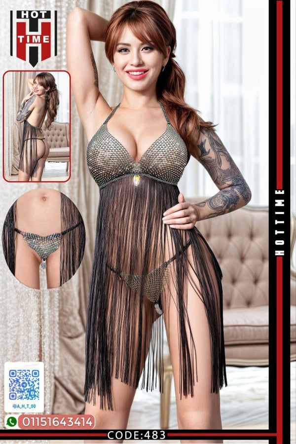 🔥 HOT TIME – Exotic Rhinestone Tassel Lingerie (Code: 483)