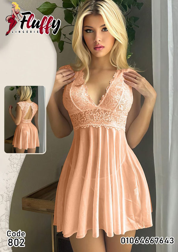 💗 فستان نوم دانتيل ناعم – كود 802