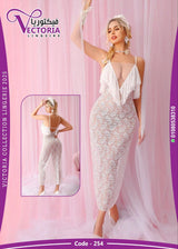 White Lace See-Through Lingerie Dress with Ruffles – Romantic Bridal Nightwear – Victoria 2025 Collection