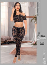 🔥 Leopard Print Off-Shoulder Loungewear Set – Model 0370