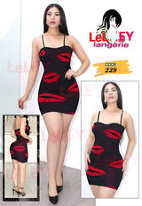 Black Bodycon Mini with Red Lips – Code 229