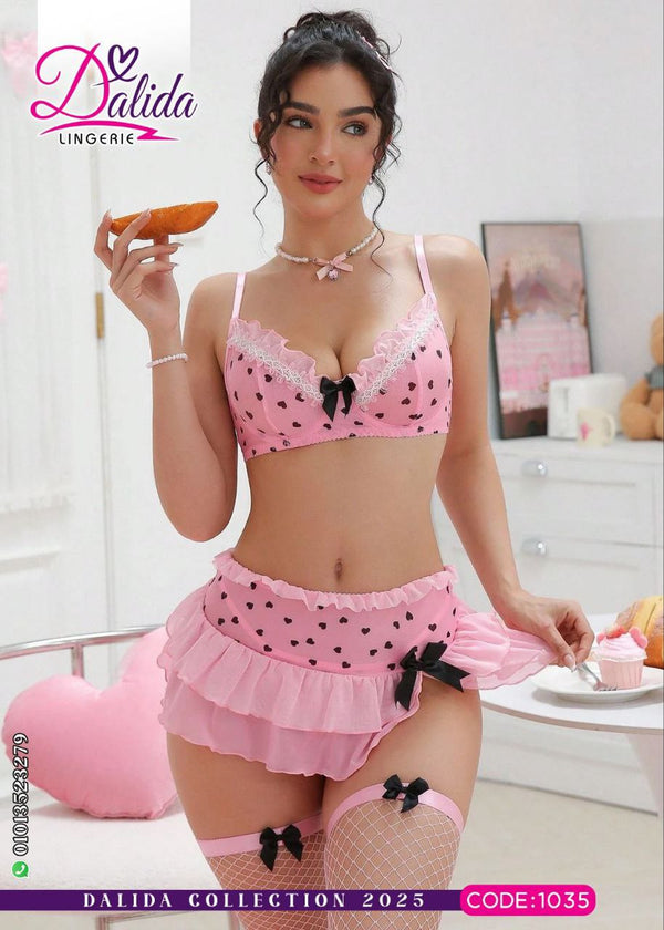 Lingerie – Pink Heart Babydoll Set