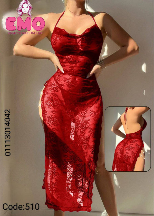 Red Lace Lingerie Nightgown – Code 510