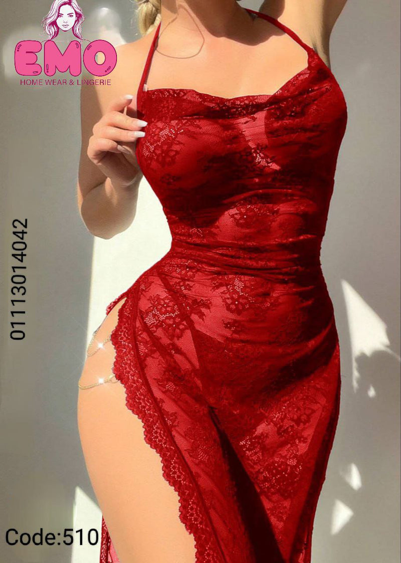 Red Lace Lingerie Nightgown – Code 510