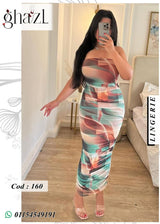 فستان لانجري طويل سترب كت – قماشة ستريتش تشكّل الجسم | CODE 160