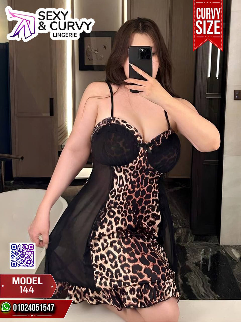فستان لانجري شيفون + نقشة تايجر – BIG SIZE | MODEL 144