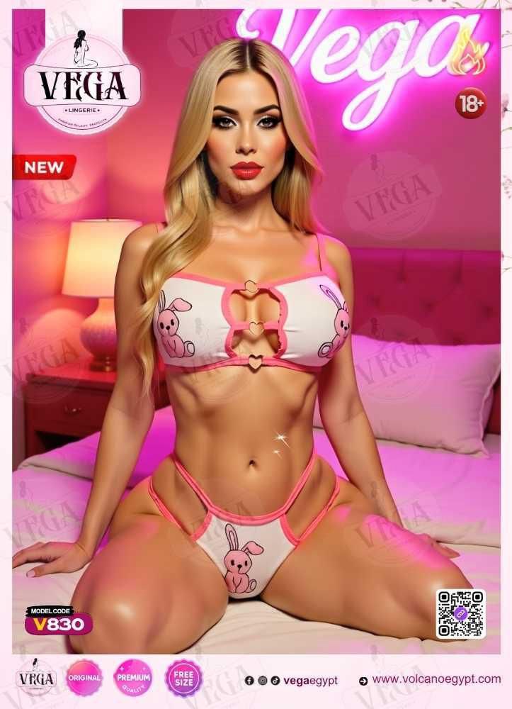 This 2-piece set features a cute bunny print Lingerie