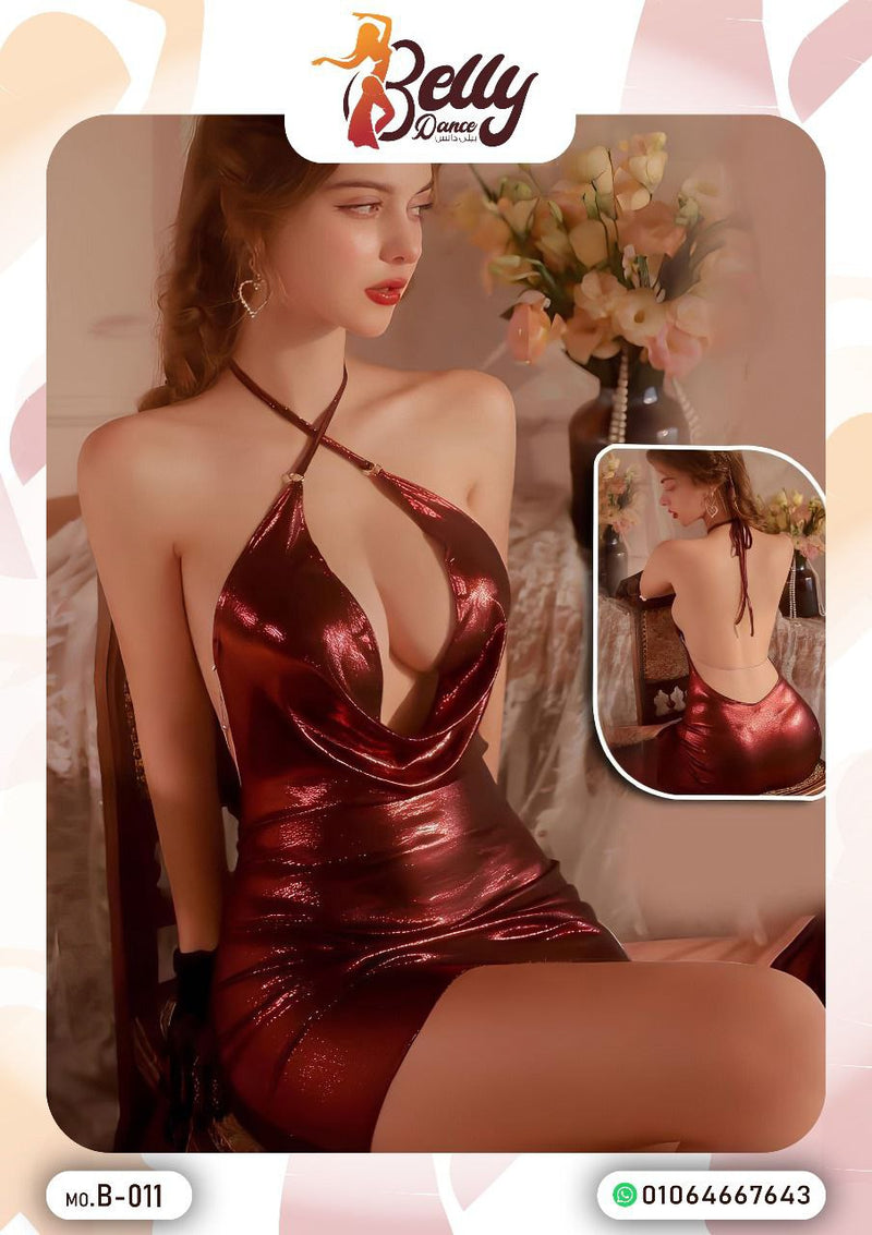 💚 Metallic Green Halter Mini Dress – Elegant Backless Design