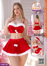 Christmas Lingerie Set – Red Velvet Santa Crop Top & Mini Skirt