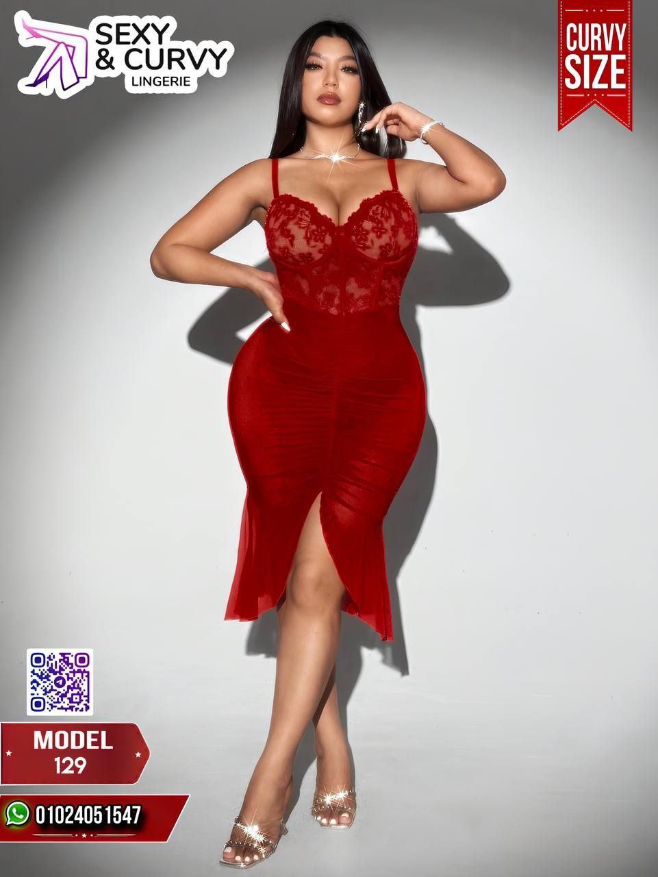 Plus Size Red Lace Lingerie Dress – Sexy Curvy Nightwear for Women