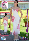 White Floral Bodycon Maxi Dress | فستان أبيض ورد طويل ضيق