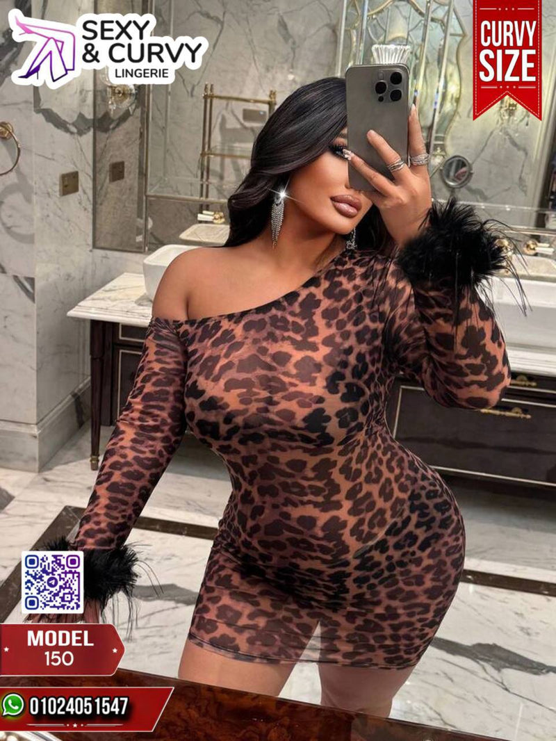 Leopard Print One-Shoulder Curvy Lingerie Dress – Sexy & Curvy Fit