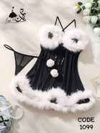 Black Sheer Babydoll Set | بيبي دول أسود شفاف بريش