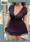 Sheer Plum Lace Babydoll Dress | بيبي دول دانتيل برقوقي شفاف