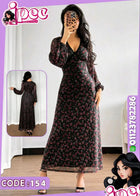 Floral Long Sleeve Maxi Dress | فستان ورد طويل بكم