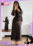 Floral Long Sleeve Maxi Dress | فستان ورد طويل بكم