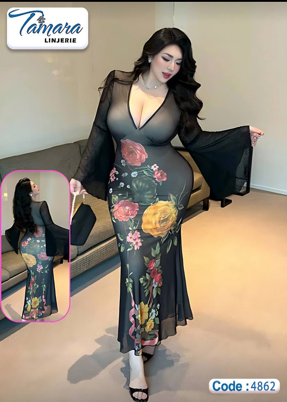 ✨ Elegant Floral Sheer Maxi Dress