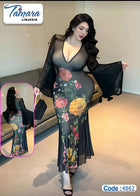 Floral Sheer Maxi Dress | فستان ورد شفاف طويل