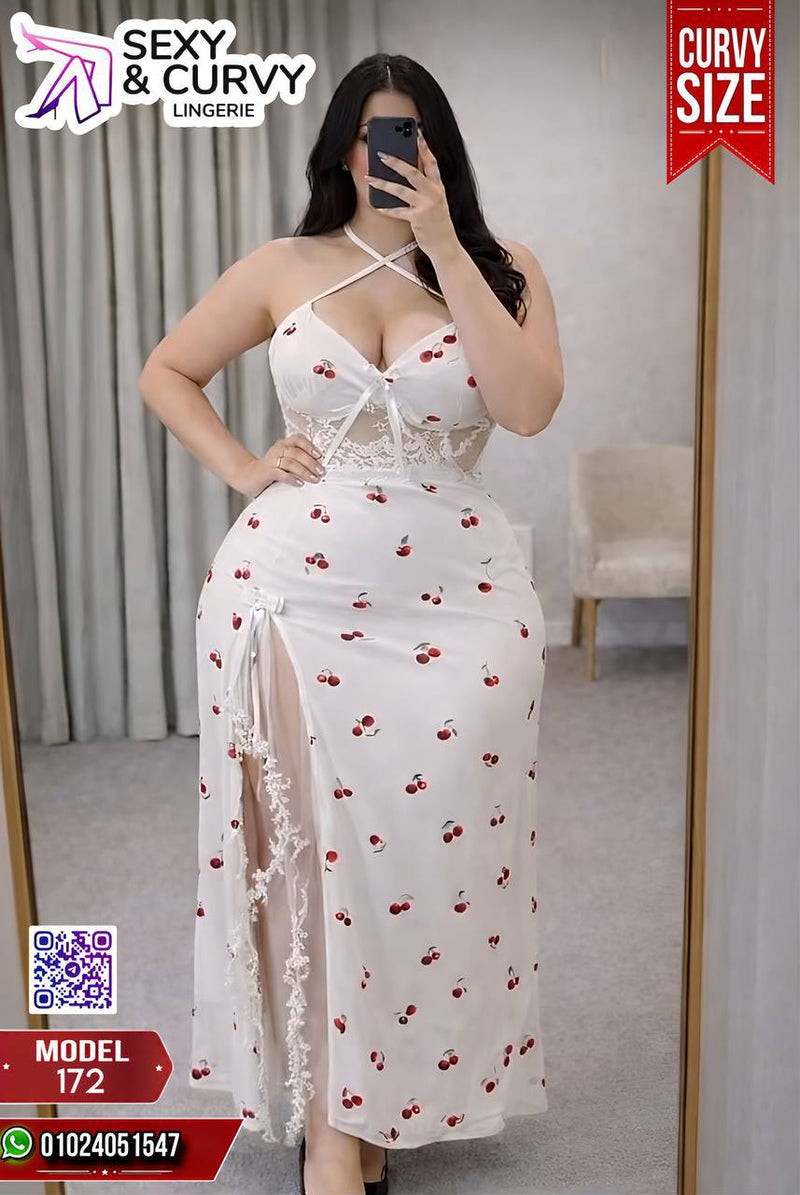 ✨ big size Cherry Lace Maxi Lingerie Dress