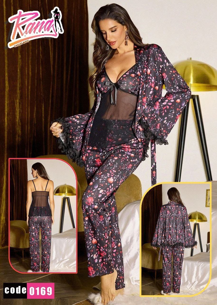 ✨ 3-Piece Floral Nightwear Set