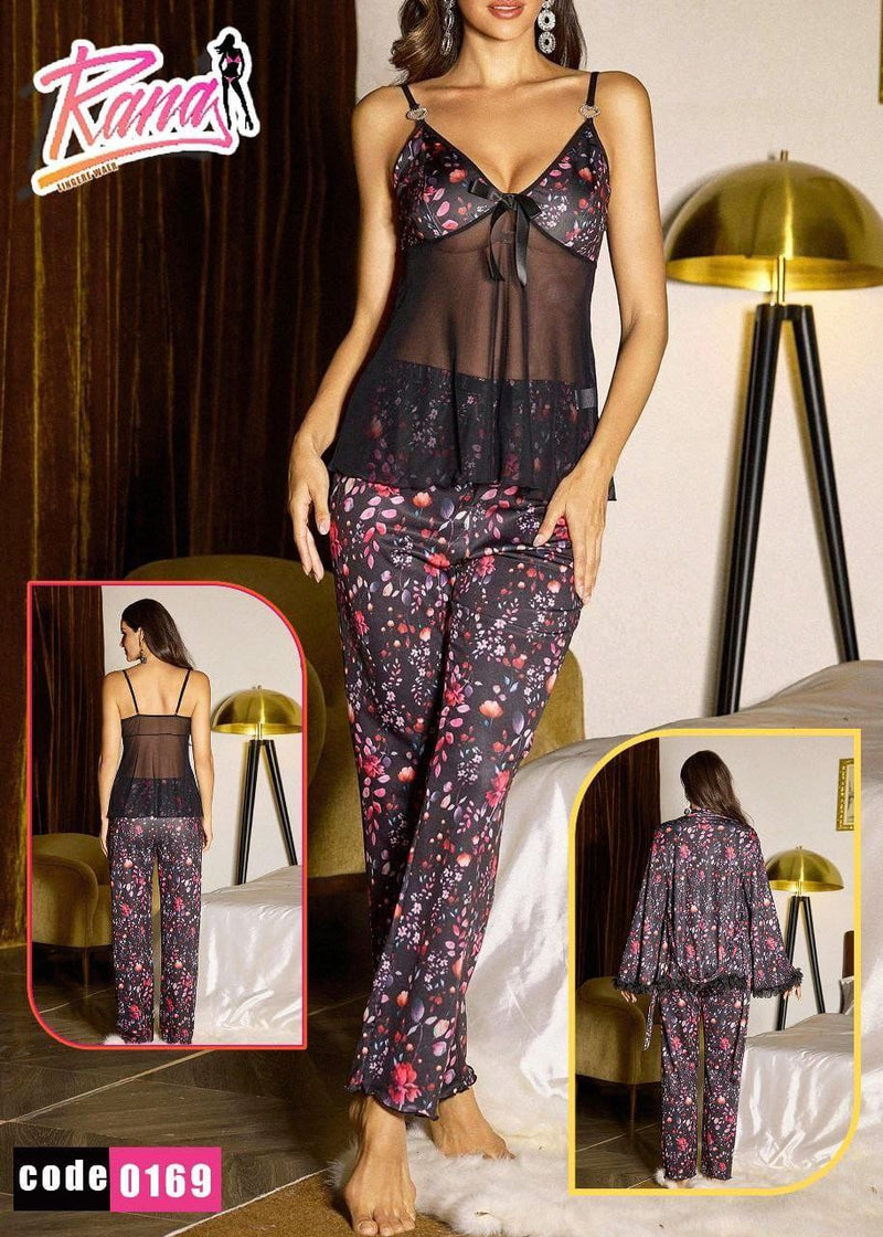 ✨ 3-Piece Floral Nightwear Set