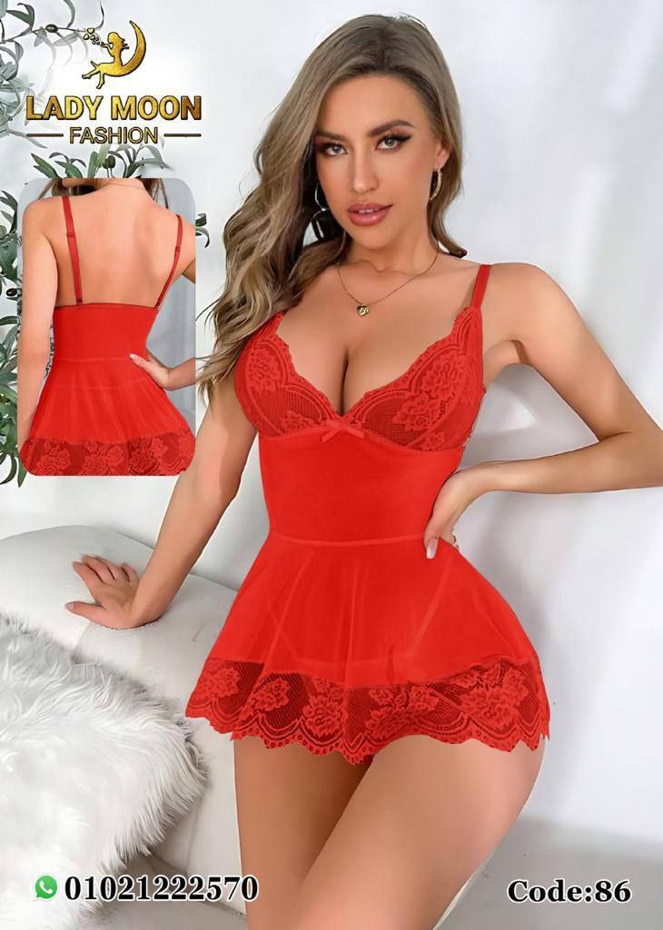 ✨ Red Lace Babydoll Set