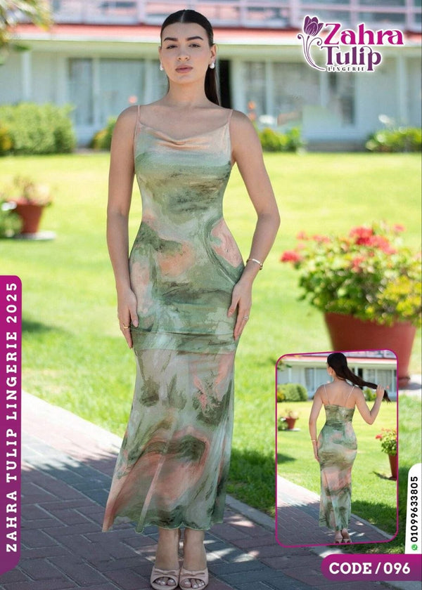 Elegant Printed Maxi Dress – Code 096