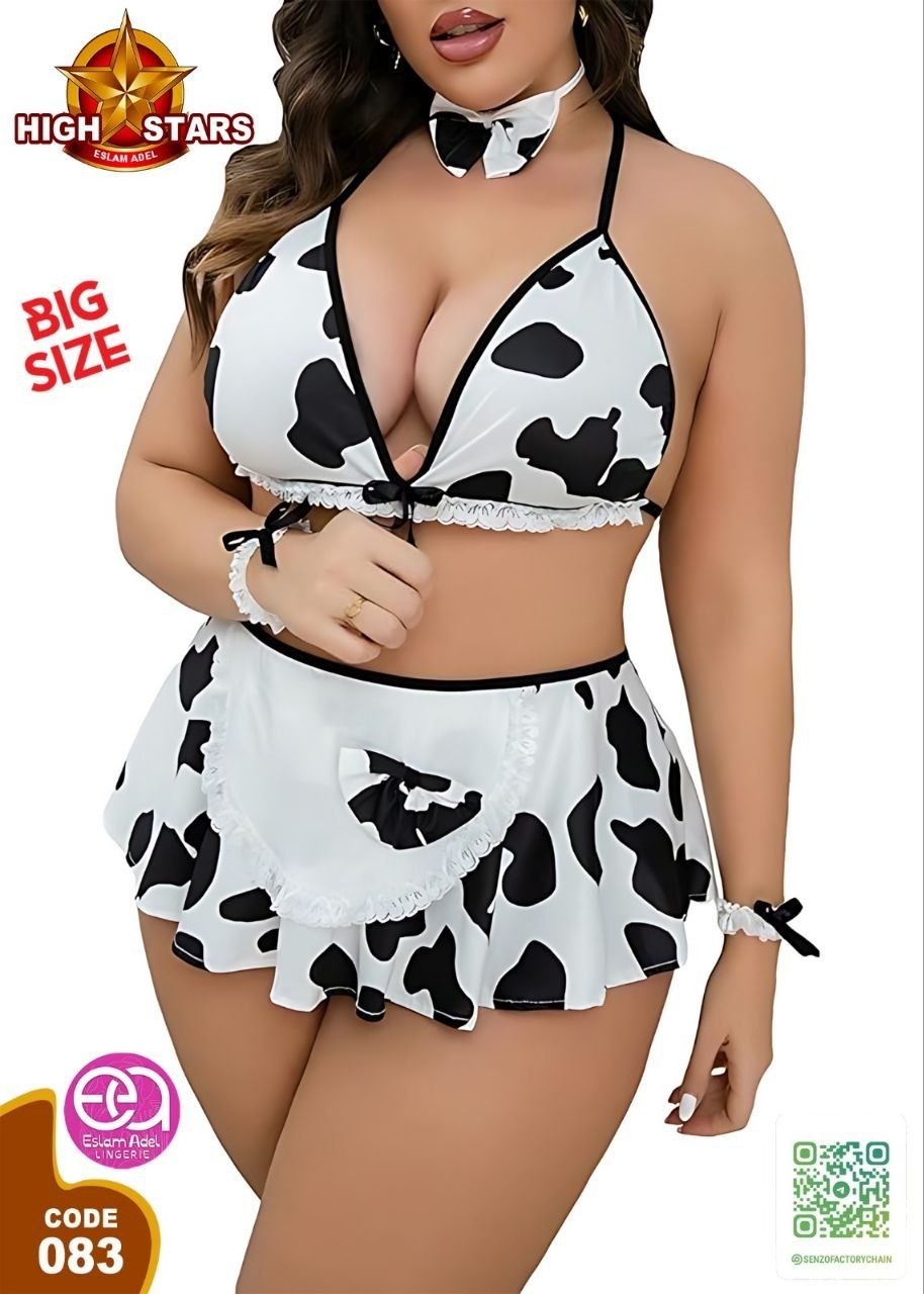 Cow Print Plus Size Lingerie Set – Code 083 | Sexy Big Size Sleepwear