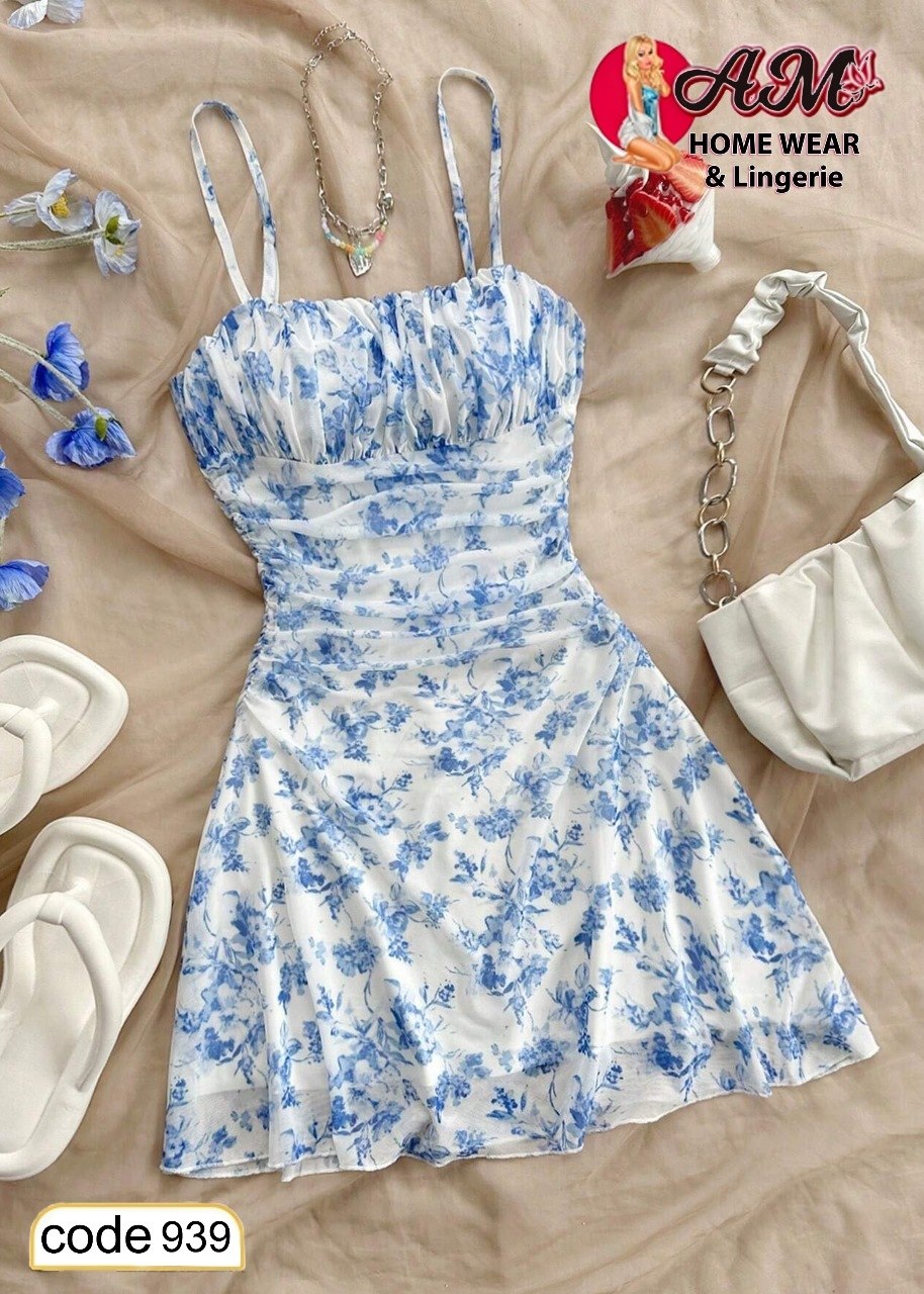 Floral Mini Dress – Elegant Summer Homewear & Lounge Dress