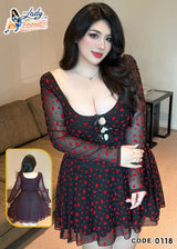 Heart Print Mesh Babydoll Dress – Romantic Women's Nightwear