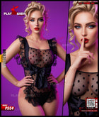 Black Polka Dot Lace Teddy – Elegant Women's Lingerie Bodysuit