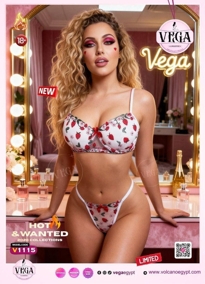 Vega Strawberry Print Lingerie Set – Model V1115