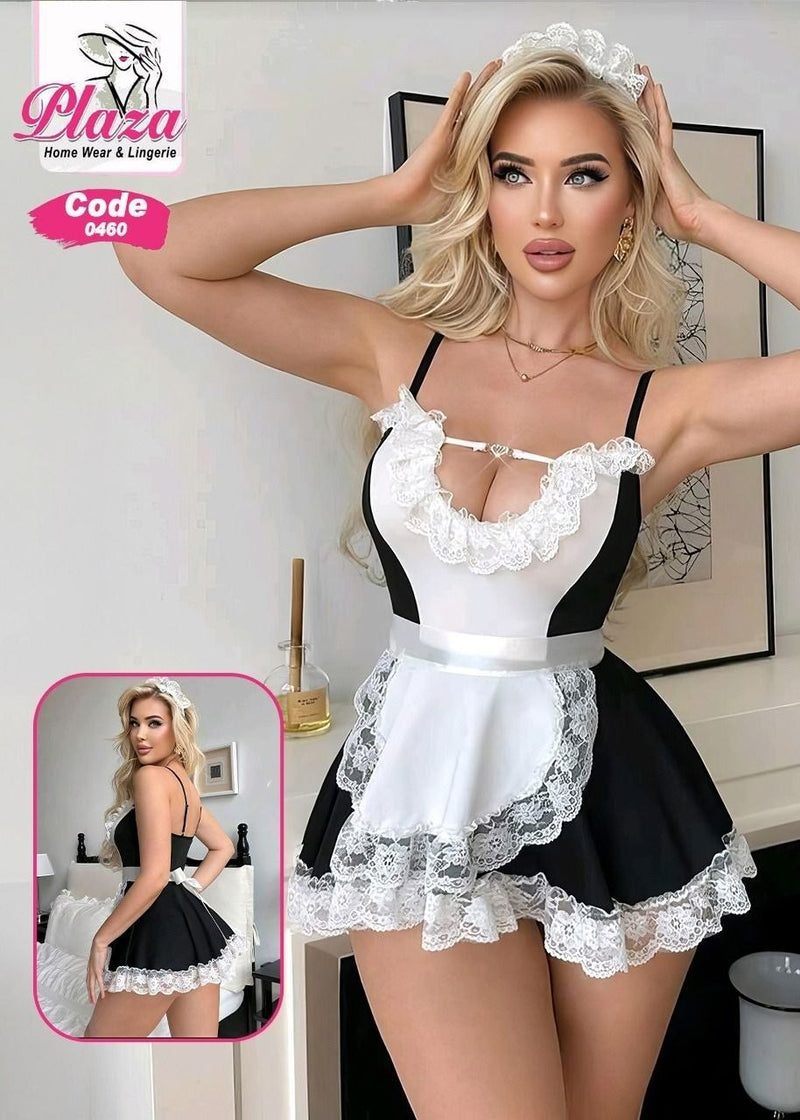 Black & White Maid Lingerie Dress Free Size 50-80 KG | Divarouj