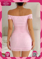 Pink Off Shoulder Lingerie Dress Free Size 50-80 KG | Divarouj